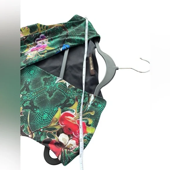 Roberto Cavalli Green Snake Print Floral Bodycon Dress IT 38 US XS 2 Stretch - Picture 12 of 13